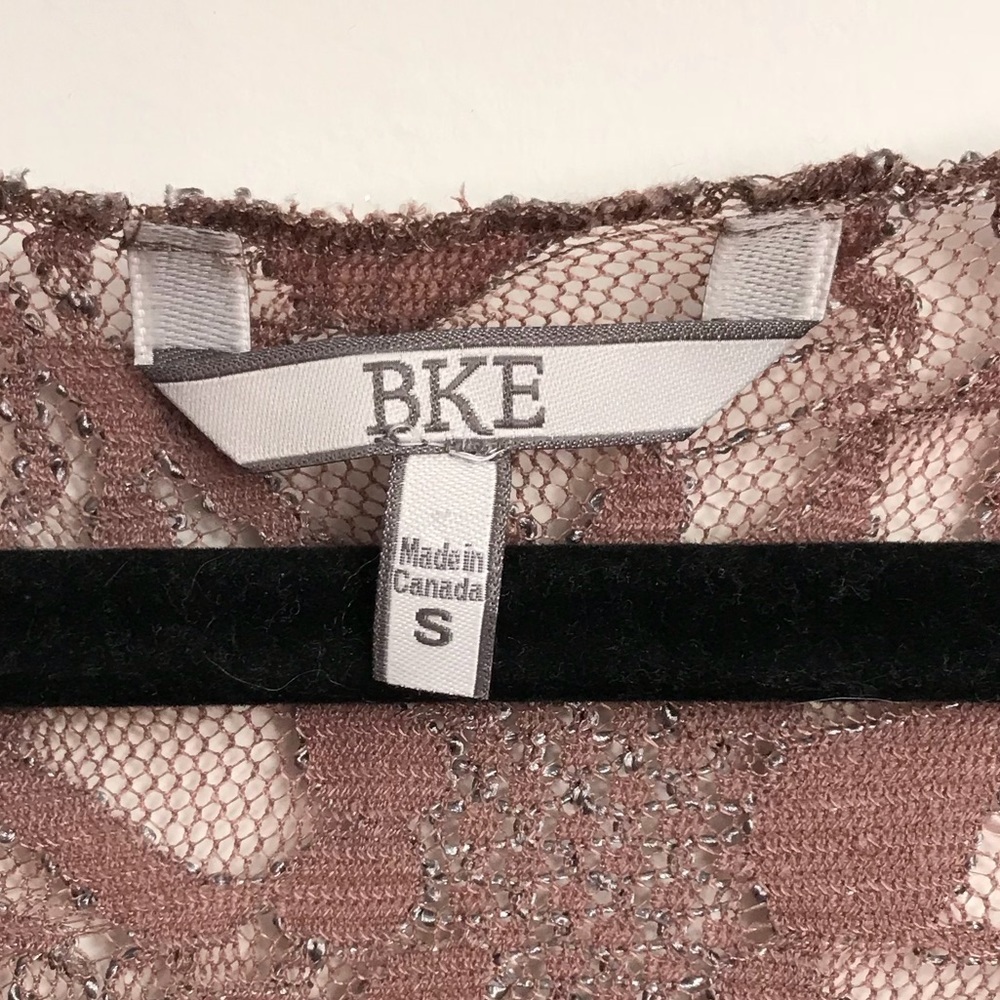 BKE Buckle Lace Top Womens 3/4‎ Length Sleeve Minimal Brown Size Small - Picture 3 of 5